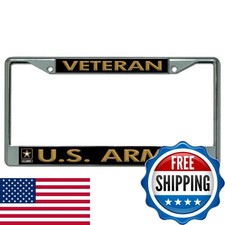 Veteran U.S. Army Chrome License Plate Frame LPO3739