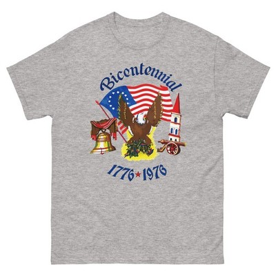 Vintage 1976 Bicentennial America Patriotic Eagle USA Flag Tee T Shirt