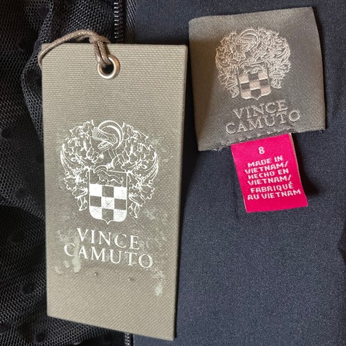 Vince Camuto Women's Cocktail Dress Size 8 Blue Sheer Dot Long Sleeved Shift - 第 9/12 張圖片