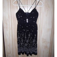 Cache Black Beaded Floral Sweetheart Built-in Bra Sleeveless Mini Slip Dress 4