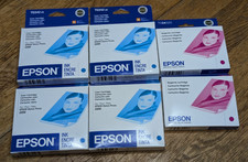 SET OF 6 Epson Stylus Photo 2200 Ink T034 Sealed, Expired - 4 Cyan, 2 Magenta