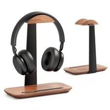 Walnut Headphone Stand, Wood Headset Stand for Desk, Universal Headphone Hold...