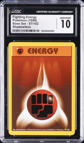 1999 POKÉMON BASE SET SHADOWLESS #97/102 FIGHTING ENERGY CGC 10 GEM MINT