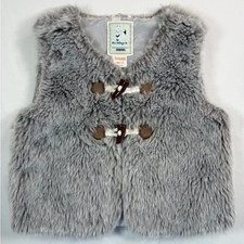 GYMBOREE Kids Girls  Grey Faux Fur All Spruced Up Polyester Blend Vest Size M
