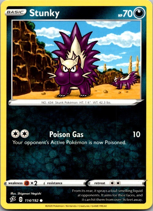 Stunky 114/192 Common Rebel Clash Pokemon Near Mint