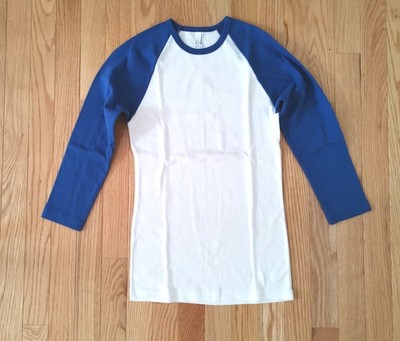 VTG Y2K American Apparel Tee Shirt Made in USA Baseball raglan blank top girl M