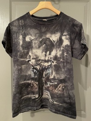 Vintage The Mountain Native American Horse Graphic T-Shirt Mens Small Y2K 2003