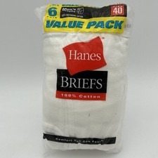 Vintage 2000 Hanes 6 Pack Size 40 Men's Briefs Value Pack