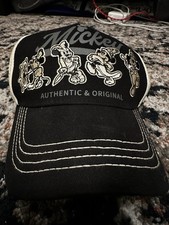 Disney Mickey Mouse Authentic and Original Snapback Baseball Cap, Black White