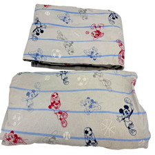 Lot Of 2 Disney Jumping Beans Bedsheet Flat Sheet Set Twin Mickey Mouse Gray