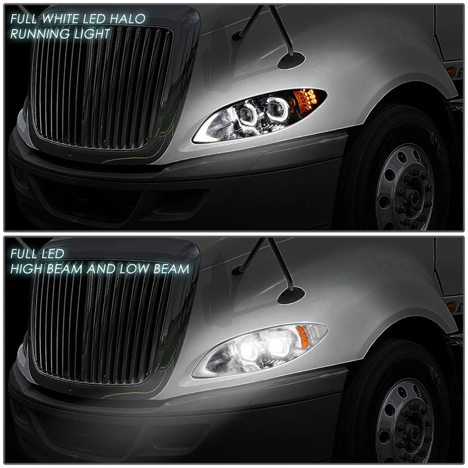 Faro proyector cromado para International Harvester ProStar 2009-2018 LED DRL Foto 3 de 4