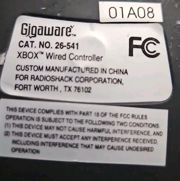 XBox GIGAWARE Wired Video Game Controller 26-541 - Black EUC Ships Free - Image 4 of 4