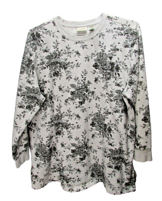 Classic Elements Womens 16 18W White Floral Shirt Plus
