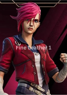 Women's Anime Style Arcane Vi LoL Cosplay Costume Real Leather Jacket