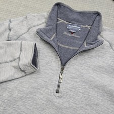 Tommy Bahama Sweater Mens 2XL Gray Reversible 1/4 Zip Herringbone Knit Pullover