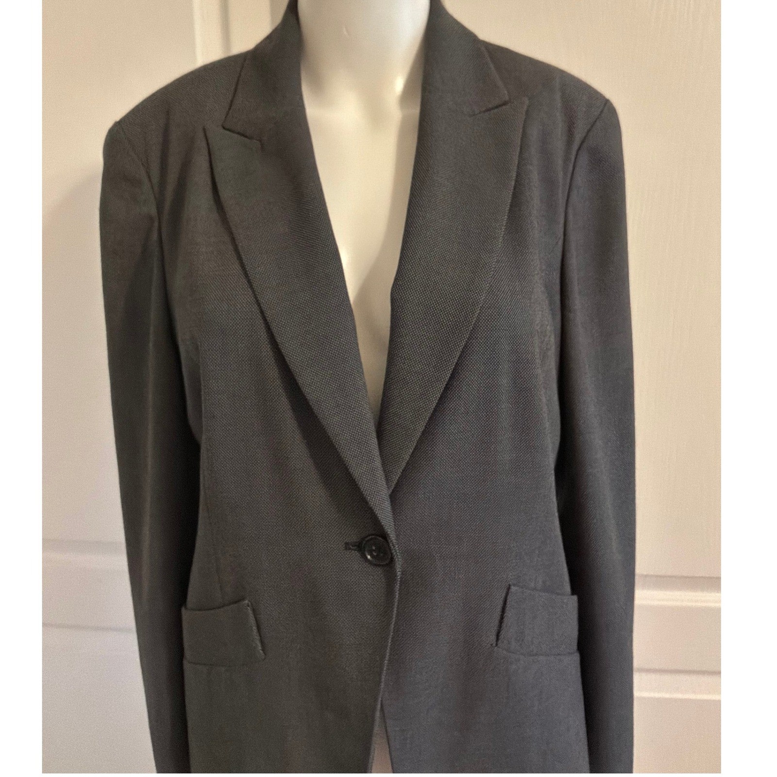WORTHINGTON Stretch Gray Solid One Button Blazer … - image 3