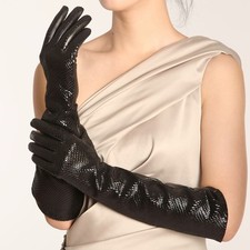 Womens Genuine Soft Nappa Leather Opera Long Thin Lined Party Gloves OnSale #041