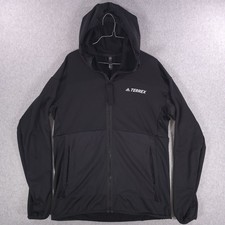 Adidas Terrex Tech Floose Cremallera Completa Negra Elastizada Sudadera con Capucha Para Hombres Grande