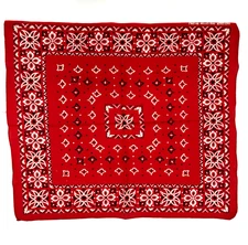 Red Bandana Fast Color 100% Cotton Scarf 22" Square RN 13962 Vintage 1950's Flaw