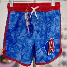 Boys' Avengers Assemble Swim Trunks - Blue Kids  Size 4 XS 4/5 