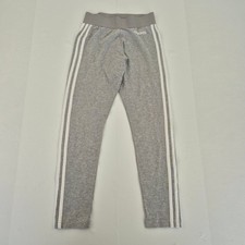 ADIDAS Leggings XS 4-6 Grey Women's Cotton Blend Striped Activewear