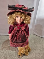 Vintage Leonardo Porcelain Doll Called Jessica With Her Dog With Stand