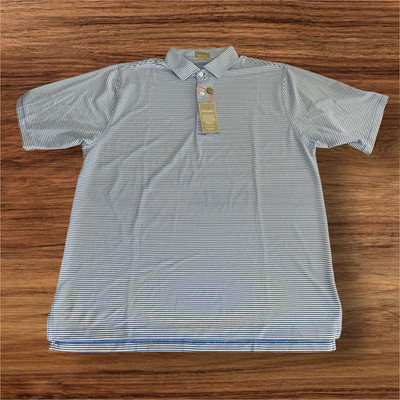 Fennec Golf Polo Shirt Blue White Striped Men's XL Short Sleeve ''Syder Cup'' NWT