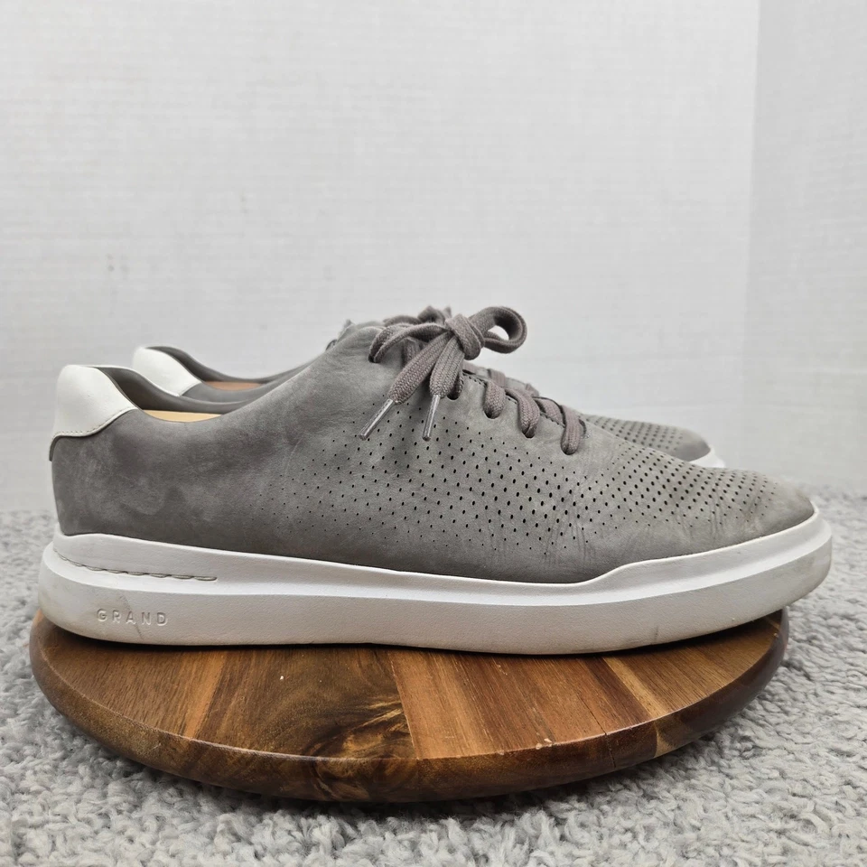 Zapatilla deportiva diaria Cole Haan para hombre 13M GrandPro Rally corte láser gris medio de cuero Foto 3 de 4