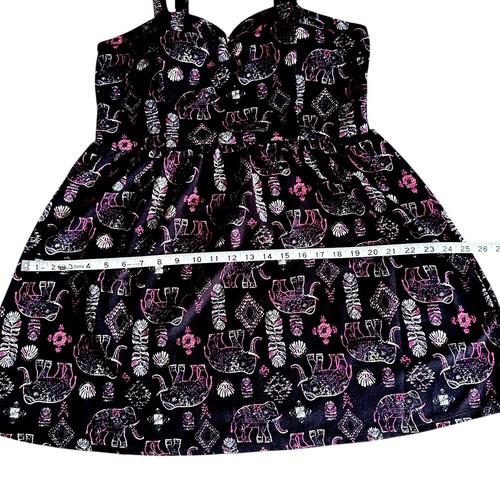No Boundaries XL Kleid Elefantenmuster ärmellos Mini schwarz rosa süß - Bild 10 von 12