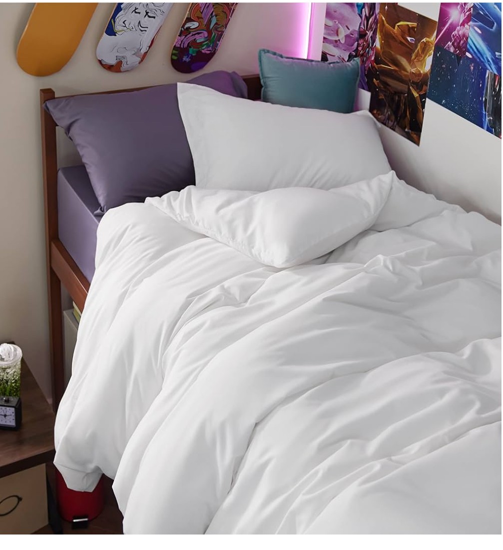 Duvet Cover 200 Thread Count White 60 Cotton / 40 Polyester (Size: Twin 66 x 90)