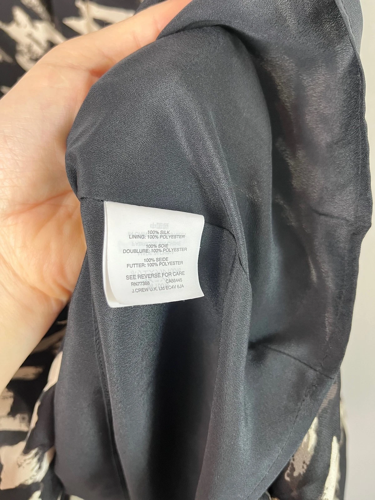 VETEMENTS Abito J Crew donna 4 nero panna pied de poule seta senza maniche orlo arricciato festa