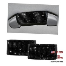 2 PCS Car Grab Handle Cover, Bling Rhinestone Handcraft Auto Door Handle Black