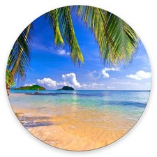 Mouse Pad, Shore Palms Tropical Beach Mouse Pads with Design, Round Washable ...