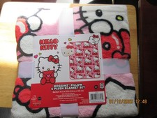 Hello Kitty Pillow Plush Soft Blanket Set Nogginz 45"x 55" New With Tags