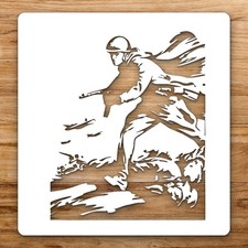 Combat Soldier Large Reusable Wall Stencil For Painting DIY Home Decor Template