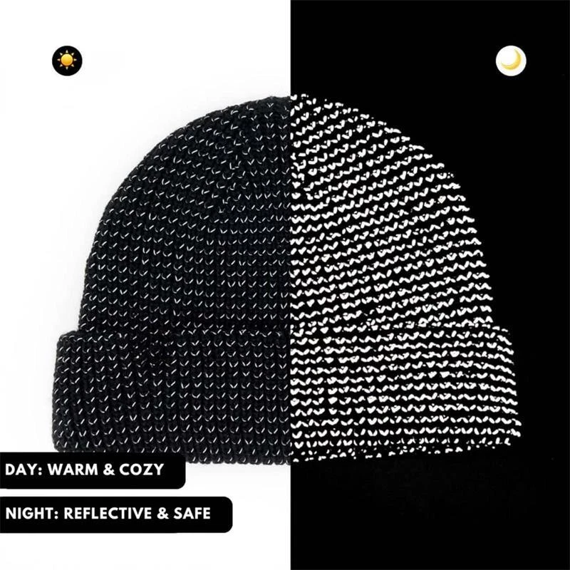 Reflective Beanie for Women Men, Flex Reflective Beanie hat - Image 4 of 4