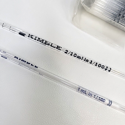 Glass Pipettes 100+ KIMBLE 1mL & 2/10mL 100 Sterile Plugged Borosilicate Pipets - Picture 4 of 10