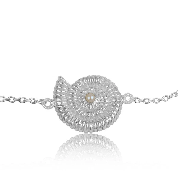 Shell Designer Pearl Gemstone 925 Sterling Silver Chain Bracelet Jewelry - Image 2 of 2