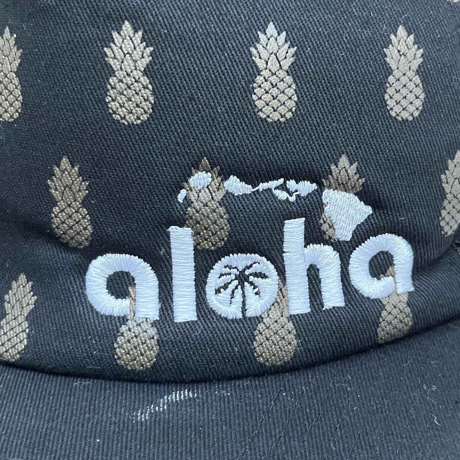 Aloha Pineapple Hat Cap Snap Back Black Trucker M… - image 3