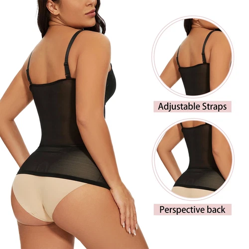 Prendas moldeadoras con cuello en V y sujetador incorporado control de abdomen adelgazante entrenador de cintura EE. UU. para mujeres - Imagen 3 de 25