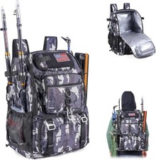CONTAIL 37L Fishing Tackle Backpack with Cooler, Insulated, MOLLE, Holds 2 Rods