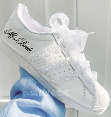 Bride Custom Adidas wedding superstar sneakers Custom Name Date
