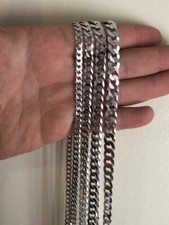 Solid 925 Silver Men's Womens Cuban Link Flat Chain 4-8mm 18-30" Italy WHOLESALE