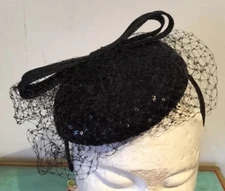 Olga Berg Black SequinFascinator/hat  Never Worn