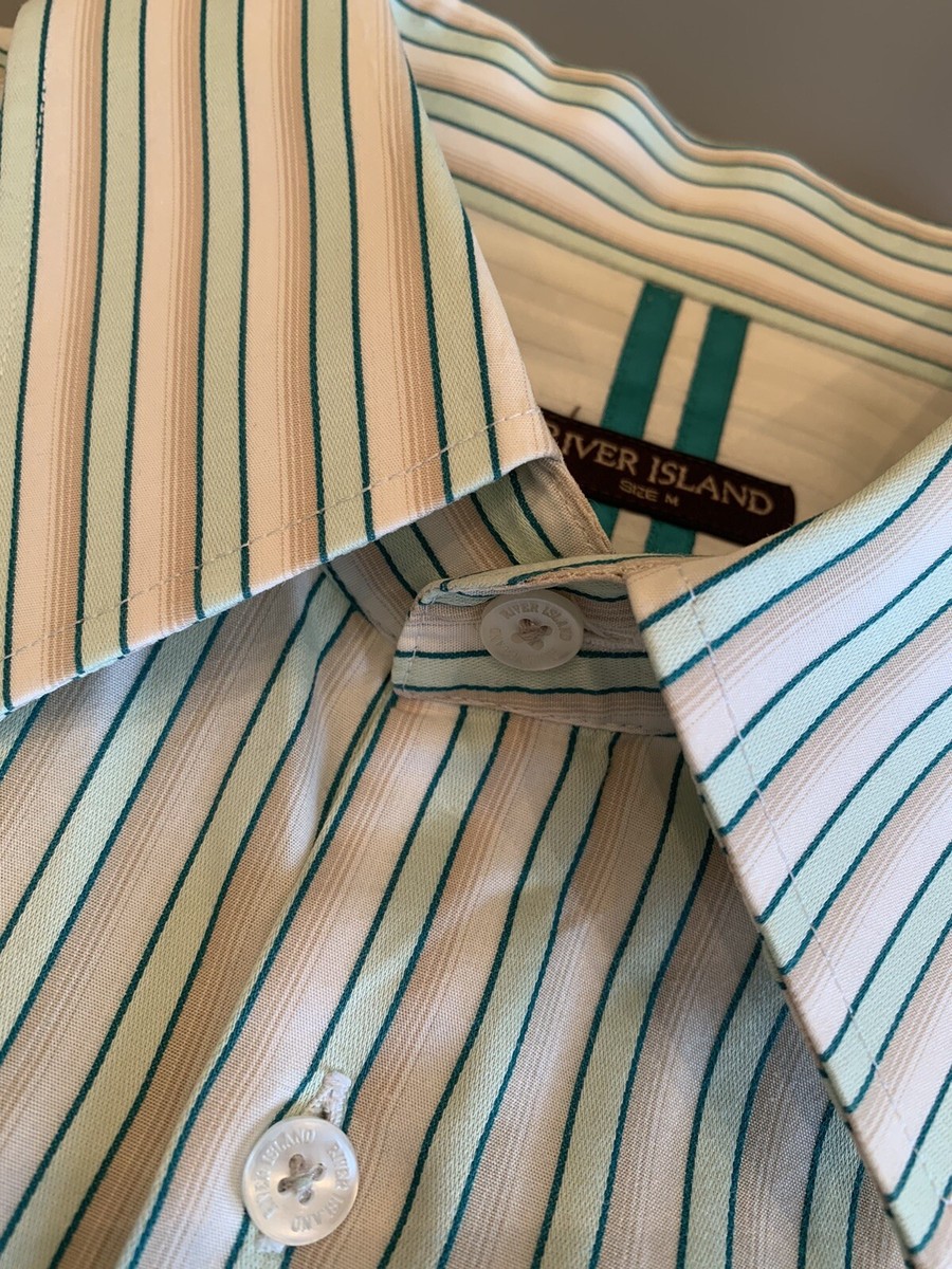 mens River island Green striped shirt medium UK