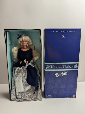 NEW AVON EXCLUSIVE Mattel WINTER VELVET Blue & Silver BARBIE DOLL