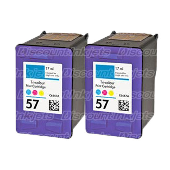 2 C6657AN Color Reman Ink Cartridge for HP 57 HP57 Deskjet F4135 F4140