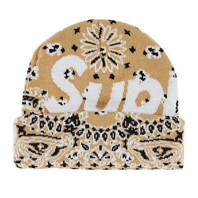 帽子 Supreme Bandana Big Logo Beanie Khaki Supreme FW24 Bandana Big Logo Beanie Tan | eBay
