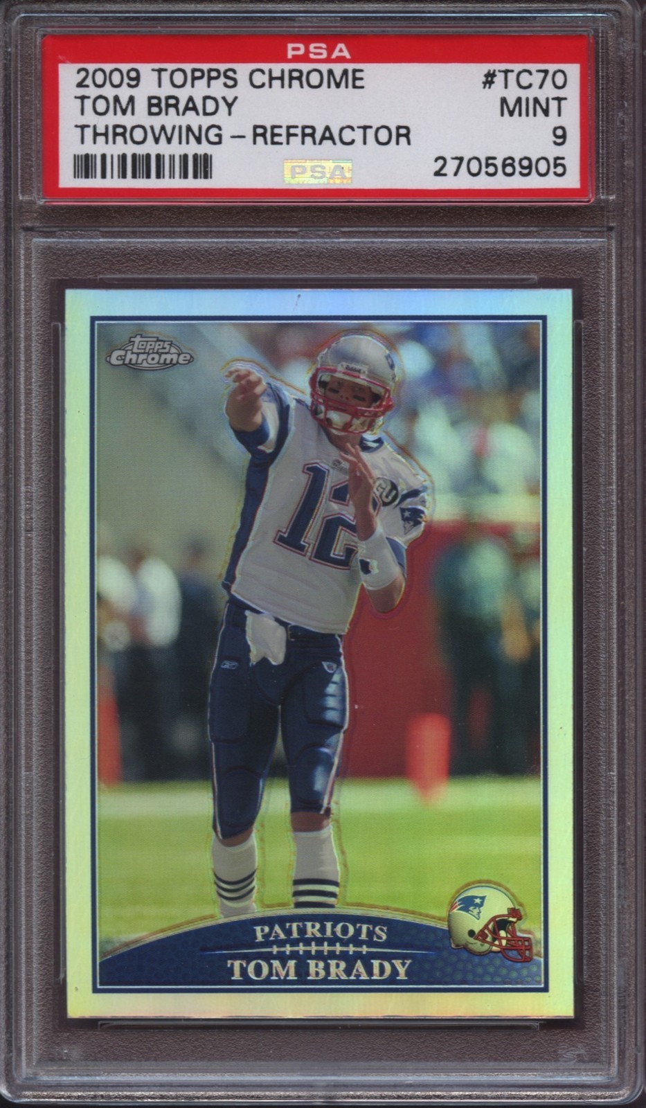 2009 Topps Chrome TC70 Tom Brady Throwing Refractor PSA 9 Mint Centered