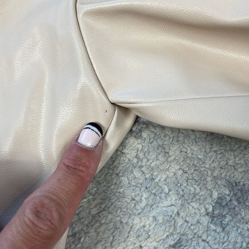 New Isabel Marant Etoile Balesi Coated Faux Leather Ruched Dress Chalk Beige 40 - Picture 13 of 16